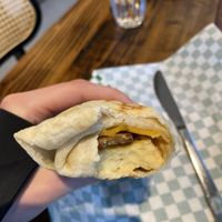 Breakfast wrap  at AM Cafe in Vancouver