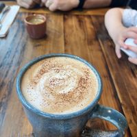 Limited time Specialty latte - Sunny Mocha (dark chocolate , orange oil, espresso, choice of plant milk) - April 2025  at AM Cafe in Vancouver