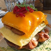 The Rogue waffle is to die for   at AM Cafe in Vancouver