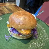 No fish. Done so perfectly!!   at AM Cafe in Vancouver