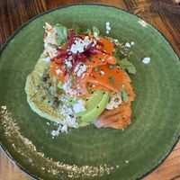 Smoked salmon croissant  at AM Cafe in Vancouver