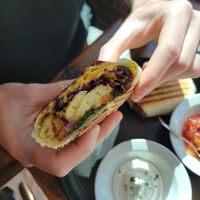 Breakfast burrito at AM Cafe in Vancouver