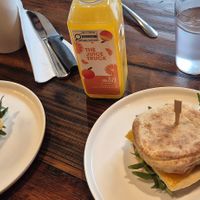 Breakfast muffin at AM Cafe in Vancouver