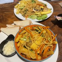 Pasta with vegetables, served with what I think might have been oyster sauce and a side of cheese😡 at Arca Tayrona in Santa Marta