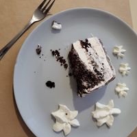 Bounty cake. Very good whipped cream. at Sol Veggie in Logrono