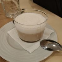 Coffee and coconut flan at Sol Veggie in Logrono