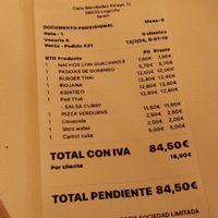 Ticket at Sol Veggie in Logrono