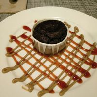 Couland con reducción de pacharán y crema pastelera at Sol Veggie in Logrono