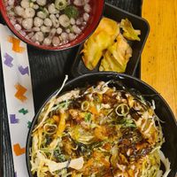 Rice with tempura vegetables -vegan or vegetarian? at Yamato Okan Ramman in Kyoto