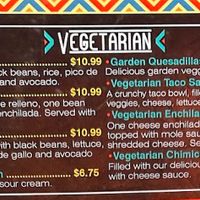 Vegetarian menu  at Casa Torres in Arden