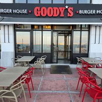Storefront at Goody's Burger House in Chios