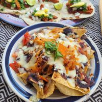 Nachos Kimchi omg so freeeeking gooodddyyyy 😋 at Oryza Om Tempeh in Brisas De Zicatela