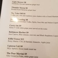 Cocktail menu at Flight in Baltimore