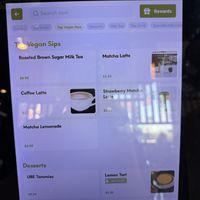 Vegan Menu  at latea in Culver City