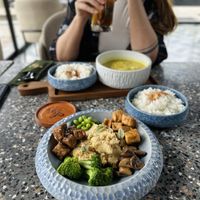 SECRET HEALTHY BOWL and TOFU TEMPE VEGGIE CURRY  at Ely's Kitchen in Kuta