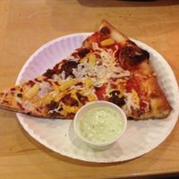 Pineapple/seitan slice w/ vegan ranch. at Dimo's Pizza - Logan Square in Chicago