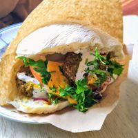 Falafel and roasted aubergines at fava in Brussels