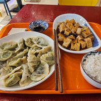 五彩手工水饺和麻婆豆腐 at Clean Water Vegetarian - 净水素食 in Shanghai