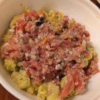 Vegan dumplings with tomato based salsa at Vía Natural  in Tacuarembo