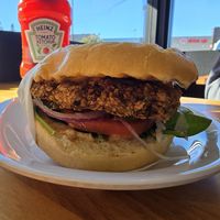 Vegan nutburger at Afternoon Deli in Grass Valley