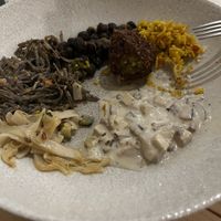 selection of warm dishes  at Vegan Brunch in Riga