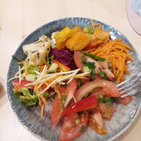 Mixed salad plate from buffet at Vegan Brunch in Riga