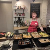 Buffet & staff at Vegan Brunch in Riga