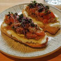 Tomato bruschetta at Vegan Brunch in Riga