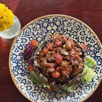 Nice big portobello mushroom with salad lettuce and tomatoes   at La Casa de la Pasta in Acapulco