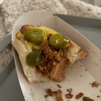 Vegan hot dog  at Tin Can Kitchen in Newport