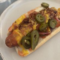 Vegan hot dog | May 2025  at Tin Can Kitchen in Newport