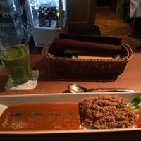 'curry' with rice and green juice at Ko-So Cafe in Tokyo