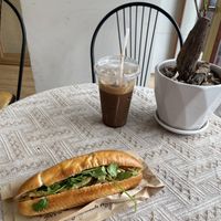 Bánh mì and coffeee  at Hoa Y Bánh mì chay in Ho Chi Minh City