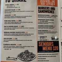 Menu Aug 2025 - no vegan options at Great Ocean Road Brewhouse in Apollo Bay