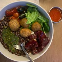 Falafel bowl(ajika sauce instead of diary-based) at misto.cafe in Lutsk