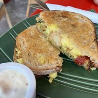 Toastie with chicken, cheese, pesto and sundried tomatoes  at Vonuts in Wellington