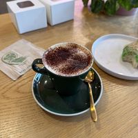 Cappuccino with oat milk  at Vonuts in Wellington