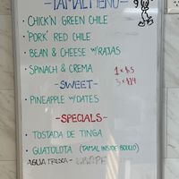 Menu  at Shane's Tamales in Garden Grove