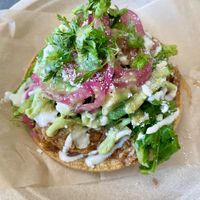 Tostada de Tinga✨delicious!  at Shane's Tamales in Garden Grove