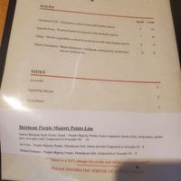 New menu options: Herloom Purple Majesty Potato Line at All The Way Live in Philadelphia