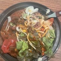 Delicious spaghetti and side saladd  at All The Way Live in Philadelphia