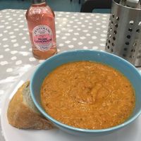 tomato & pepper soup at Sidney Street Cafe in Manchester