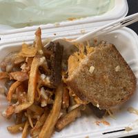Seitan Ruben and poutine with caramelized onions 🤤  at Brooklyn Street Local in Detroit