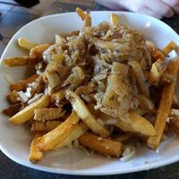 Vegan BSL poutine (has grilled onions unlike the other vegan poutine) at Brooklyn Street Local in Detroit