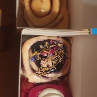 Normal cinnamon bun, blueberry bun, Red velvet bun  at Cinnamood in Heidelberg