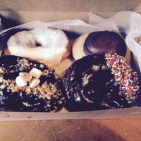 chai tea, peanut butter, chocolate sprinkle, s'mores at Glory Doughnuts & Diner in Frederick
