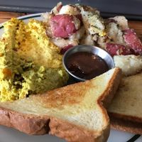 Bakers Breakfast with tofu fried egg, potatoes, and Texas toast.  at Glory Doughnuts & Diner in Frederick