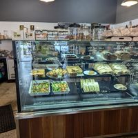 Baked vegan options on display at Moruya Health Cafe in Moruya