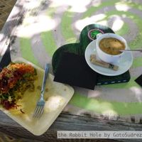 rabbit hole vegan lunch for 6.9€, delicious! cafe is extra :) at The Rabbit Hole in Ibiza