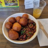 Kún mit Puff-Puff at Kilimanjaro African Food in Dortmund